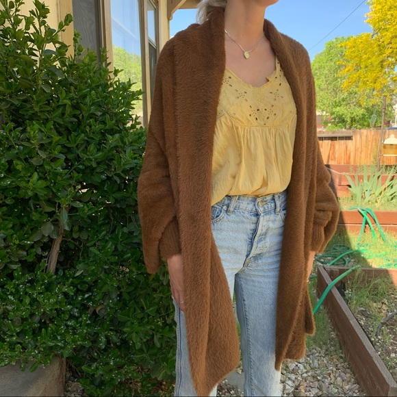 Look By M Sweaters - Look By M NewYork Thick Brown Angora Cardigan | OS